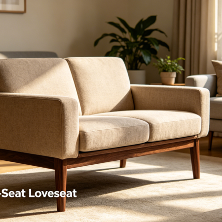 Compact Two-Seat Loveseat with Solid Wood Legs