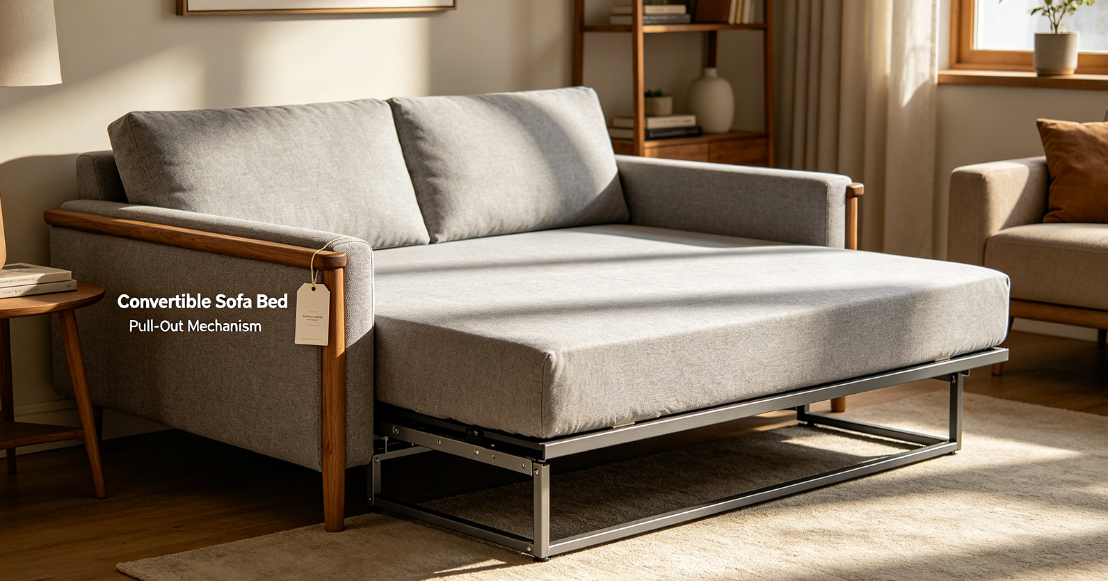 Convertible Sofa Bed with Pull-Out Mechanism