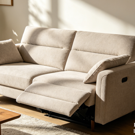 Reclining Fabric Sofa with Dual Push-Back Headrests