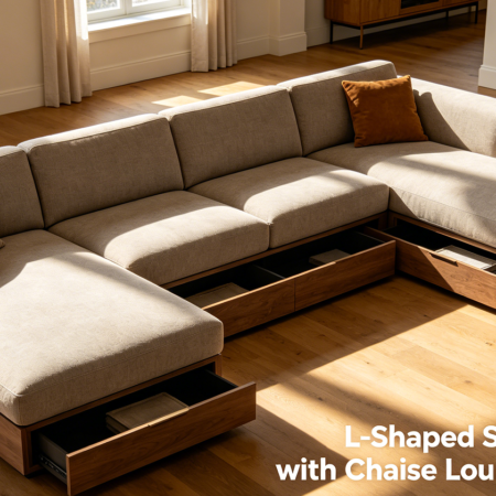 L-Shaped Sectional Sofa with Chaise Lounge and Storage