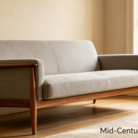 Mid-Century Modern Sofa with Tapered Wood Legs