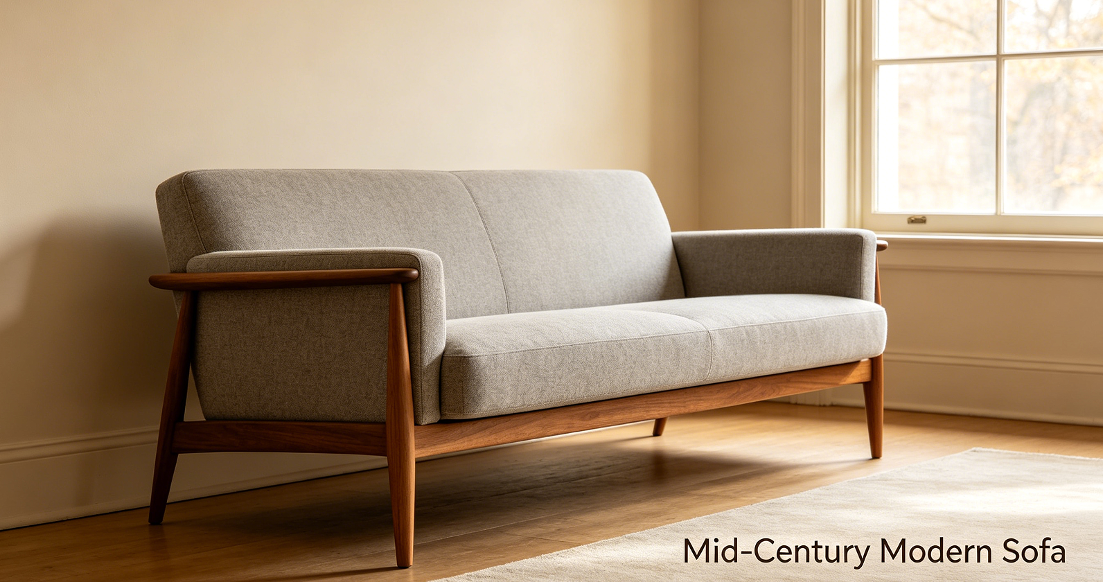 Mid-Century Modern Sofa with Tapered Wood Legs